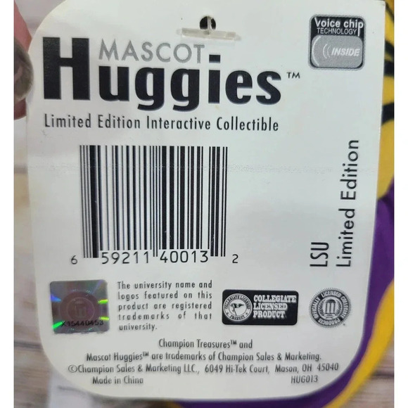 Champion Treasures Mascot Huggies Plush LSU Tiger Stuffed Animal Sound 5" New - Picture 7 of 8